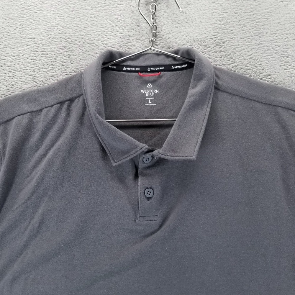 Western‎ Rise Shirt Mens L Gray Polo Short Sleeve Performance Golfing Travel